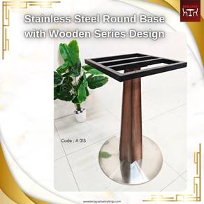 Stainless Steel Round Base with Wooden Design