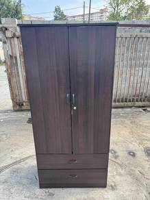 Almari Baju 2 Door Wardrobe Drawer Cupboard
