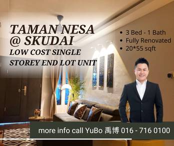 Skudai Taman Nesa Low Cost Single Storey End Lot Unit Fully Renovated