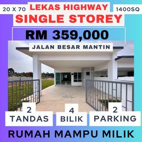 RUMAH SINGLE STOREY 💯🏡FULL LOAN JALAN BESAR MANTIN LEKAS highway