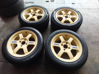 Rim 15 VOLK TE37 Siap tayar MYVI JAZZ  BEZZA AXIA