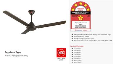 kdk k15vo-pbr siling fan 60"