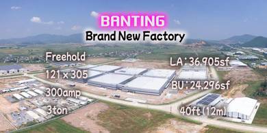 Banting Brand New Freehold Factory 0.8acre 36,905sf 300amp 3ton 40ft