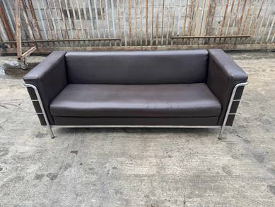 6ft Steel Frame Leather Sofa 3 Seater