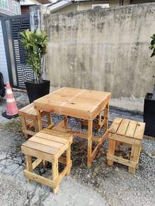 SET MEJA MAKAN 4+1 kayu pine NEW..!!!