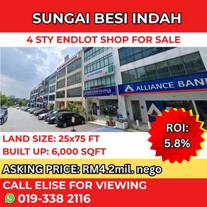 Good Investment Roi 5.8% Sungai Besi Indah Shoplot Prime Location