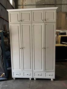 5x8ft Solid 4 Door Wardrobe Almari Baju Drawer