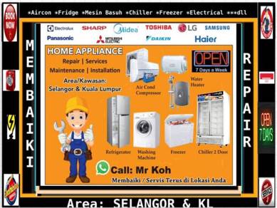 Repair MESIN BASUH Peti sejuk Ais SERVICE AIRCOND