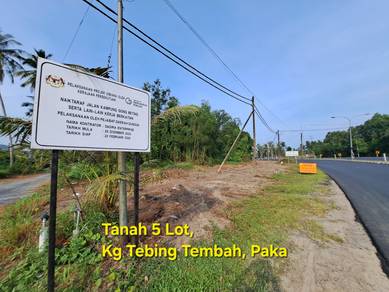 Tanah 5 Lot, Kg Tebing Tembah, Paka (Tepi Jalan Utama)