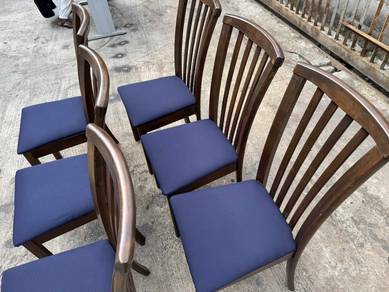 Solid Wood Highback Dining Chair Kerusi Makan Cush