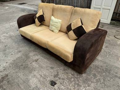 7x3ft Velvet Fabric Highback Sofa 3 Seater Deep
