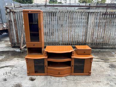 6ft TV Display Cabinet Rack Shelves Drawer Console