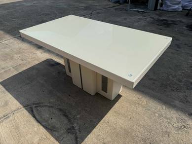 Ceramic Glass Top Dining Table Meja Makan