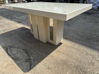 Ceramic Glass Top Dining Table Meja Makan