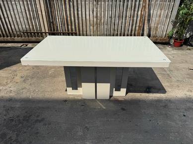 Ceramic Glass Top Dining Table Meja Makan