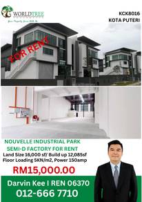 Nouvelle Kota Puteri Semi-D Factory For Rent