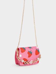 Chain Handle Checkered Vanity Pouch