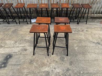 Vintage Steel Solid Wood Stool Kerusi Chair Bangku