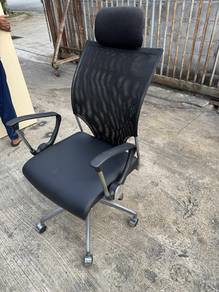Highback Headrest Leather Kerusi Office Chairs Mes