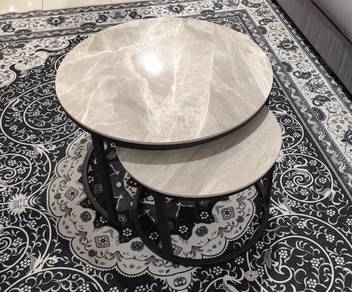 New Ceramic Coffee Table Set 2 in 1 Meja Kopi