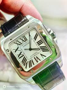 Pre Own Cartier Santos 100 Silver Roman Dial Man
