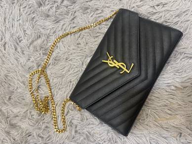 YSL KateMonogramChainWallet with Gold Hardware
