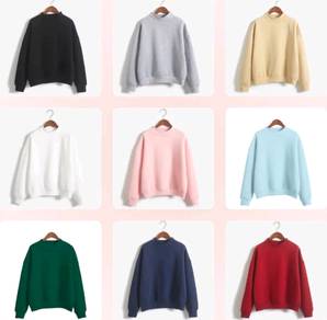 Plain high neck sweatshirt