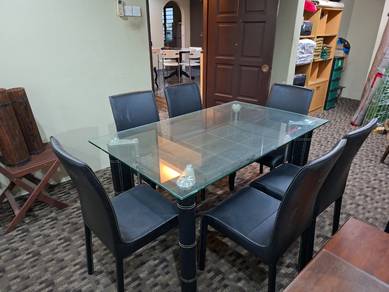 Tampered Glass Dining Table Set With 6 Chairs Set