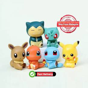 6Pcs/Set Anime Pokemon Figure Pikachu PVC Cake Car