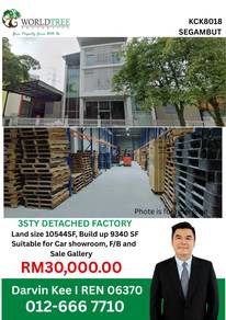 Segambut Jalan Udang Harimau Limited 3 STY Detached Factory For Rent