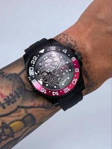 Custom Seiko Mod 43mm Black Skeleton Coke Sea-Dwel