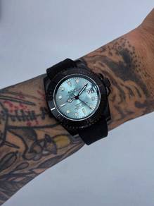 Custom Seiko Mod 40mm Ice Blue Black Submariner