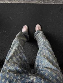 Unisex HipHop Flowers Jeans