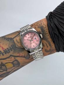 Custom Seiko Mod 31mm Pink Diamond Silver Datejust