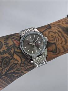 Custom Seiko Mod 41mm Rhodium Grey Datejust Auto