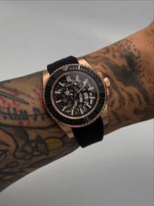 Custom Seiko Mod 40mm Black Skeleton Rose Gold Yac