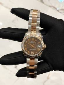 2016 Rolex Datejust 31 18k 750 Rose Gold Chocolate