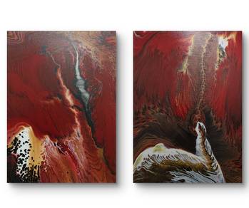 Twin red abstract painting 