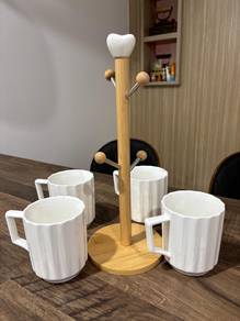 4pcs Mug with Bamboo Holder  Cawan ( New )