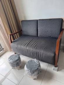 sofa 2 orang dengan kerusi rehat kaki,sofa & stool
