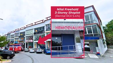 [ROI 5.4%] FREEHOLD Nilai 3-Storey Shop - Tenanted, Facing Main Road