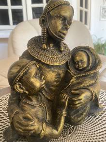 Handcrafted African Mother and Children Sculpture