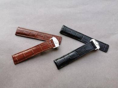 TAG HEUER 20mm Brown & Black Leather Watch Strap