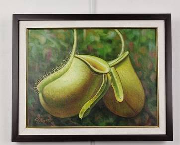 Twin Pitcher Plants Oil Painting - Framed