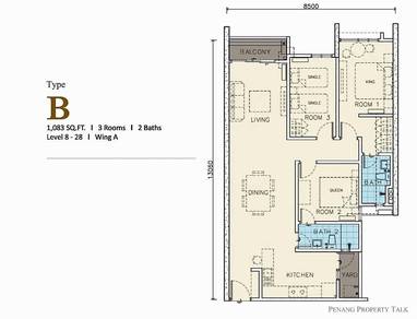Good Deal! Corner! 1083sf 3 room unit METROPOL BM