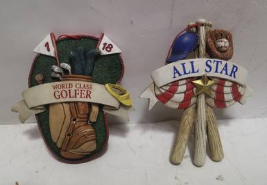 - Two decorative ornaments for sports enthusiasts.