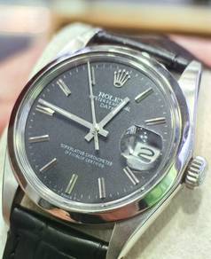 Rolex Date 1500 Black Dial Pair With Black Leather