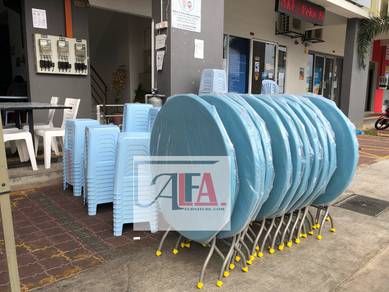 3V Round Folding Plastic Table Meja Plastik Bulat