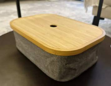 Tweed Fabric Storage with Real Bamboo Wood Lid