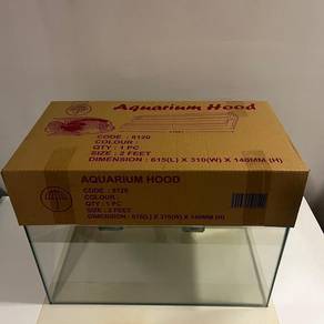 (New) Glass Aquarium Fish Tank (2 ft) + Top Cover